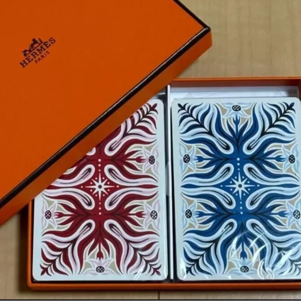 HERMES / Playing Cards Game Set Of 2 / Rare / Both Unused / Red & Blue